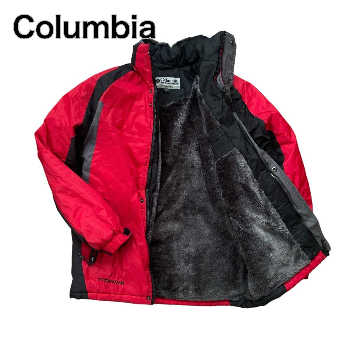 Columbia コロンビア TITANIUM チタニウムナイロン ジャケット 赤レッド アウトドア XL オーバーサイズ 裏ボア