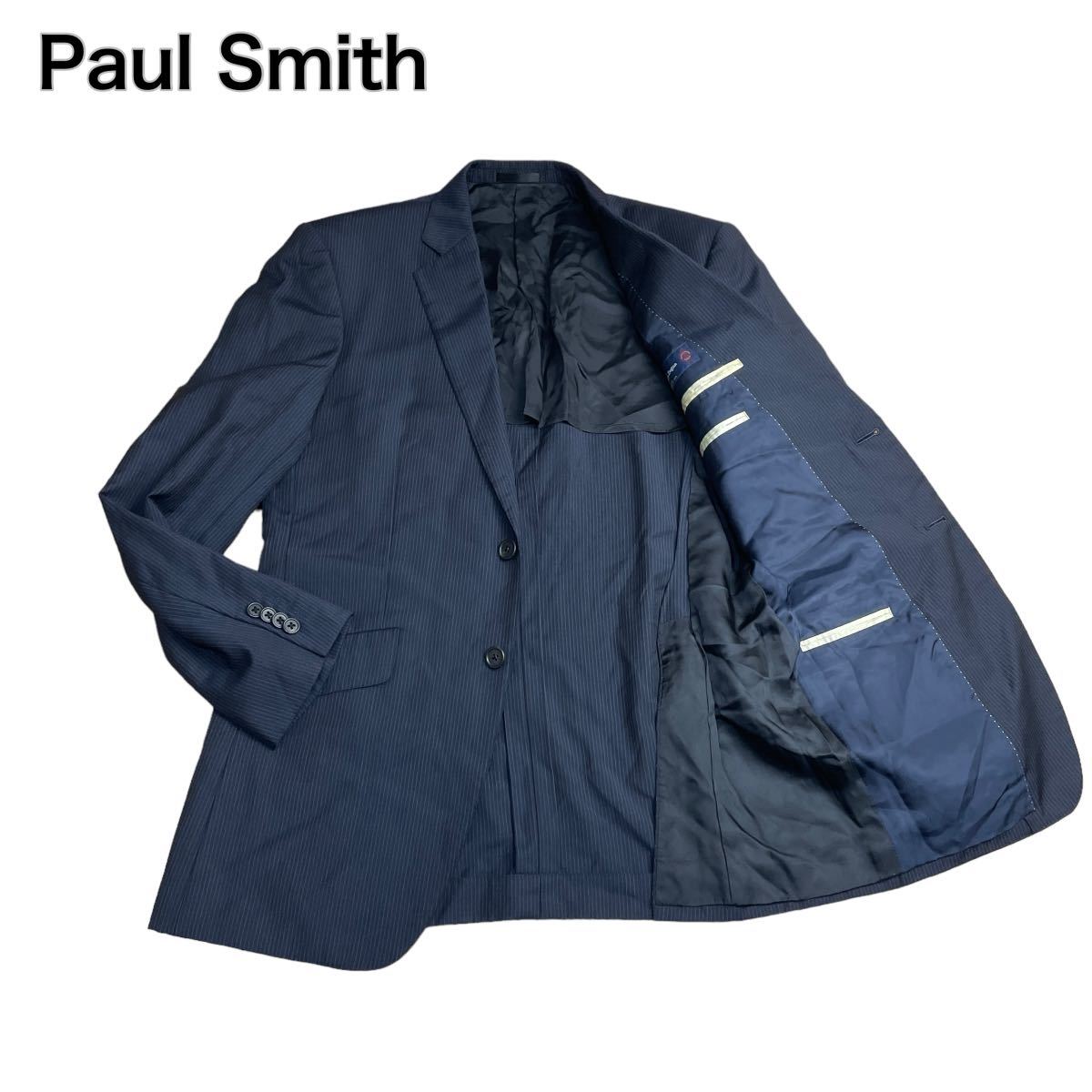 Paul Smith ポールスミス テーラードジャケット ストライプ ゼニア生地 ネイビー 紺 L 紳士 ビジネス