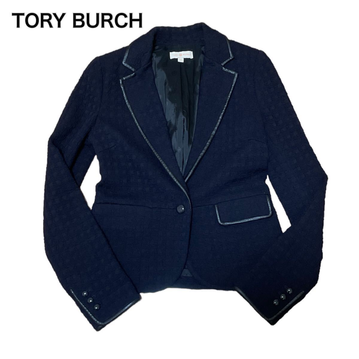 TORY BURCH トリーバーチ テーラードジャケット ネイビー紺 XS_画像1