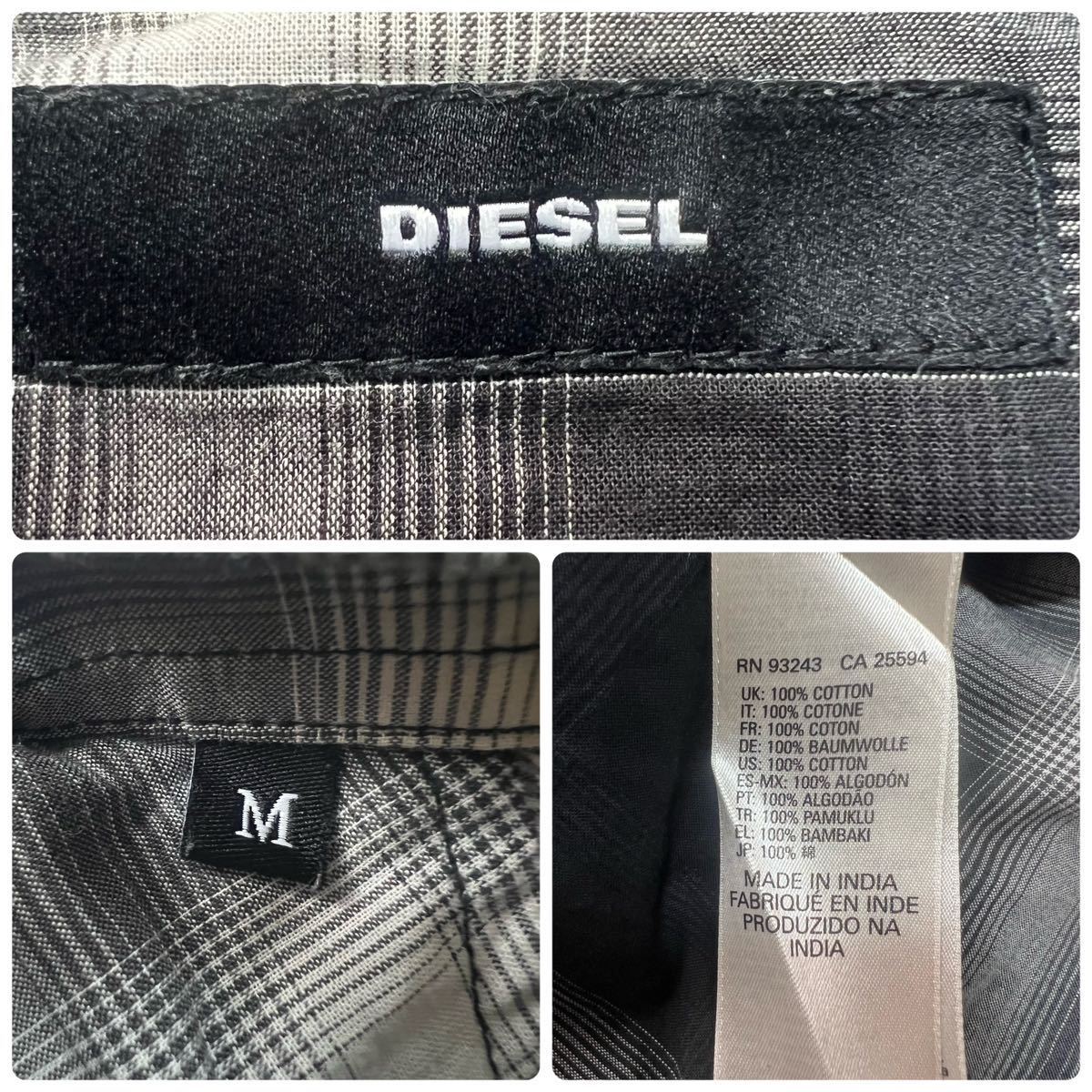 DIESEL ディーゼル 長袖シャツ チェック 黒 M トップス _画像10