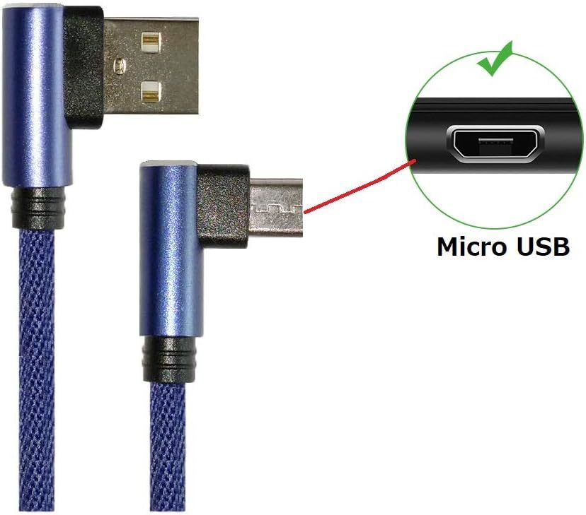 AXYO Micro USB ケーブル 急速充電 L型 高速データ転送 充電ケーブル 90度 L字コネクター (マイクロUSB ケーブル L型 20cm, ブルー) I83