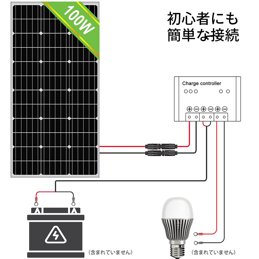 耐久性と発電力が違う 25年寿命 ソーラーパネル 100W 単結晶 12v × 2枚 200wセット 101*46*3.5cm 太陽光 チャージ SEKIYA_画像5