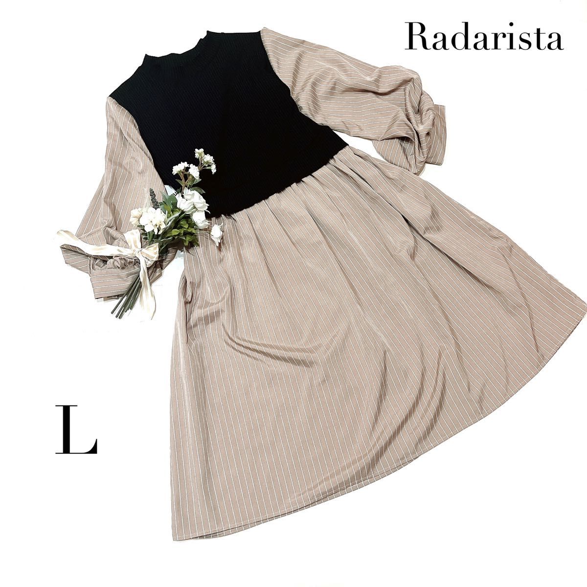 Radarista 重ね着 ワンピース L レディース 春服 ひざ丈 Radarista 重ね着 ワンピース L レディース 春服 ひざ丈
