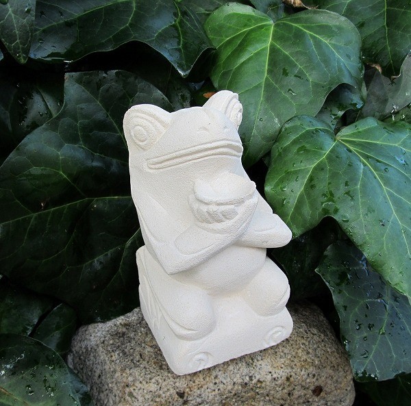 カエルの石像 パラスストーン Mサイズ 15cm カエルの置物 かえるの置物 蛙の置物 石彫り彫刻 庭 ガーデン オブジェ オーナメント 250412_画像3