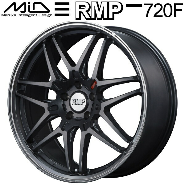 MID RMP 720F ホイール4本 セミグロスガンメタ/リムポリッシュ 7.0J-18inch 5H/PCD100 inset+48_画像1