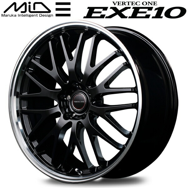 MID VERTEC ONE EXE10 ホイール1本 グロッシーブラック/リムポリッシュ 7.0J-18inch 5H/PCD114.3 inset+40_画像1