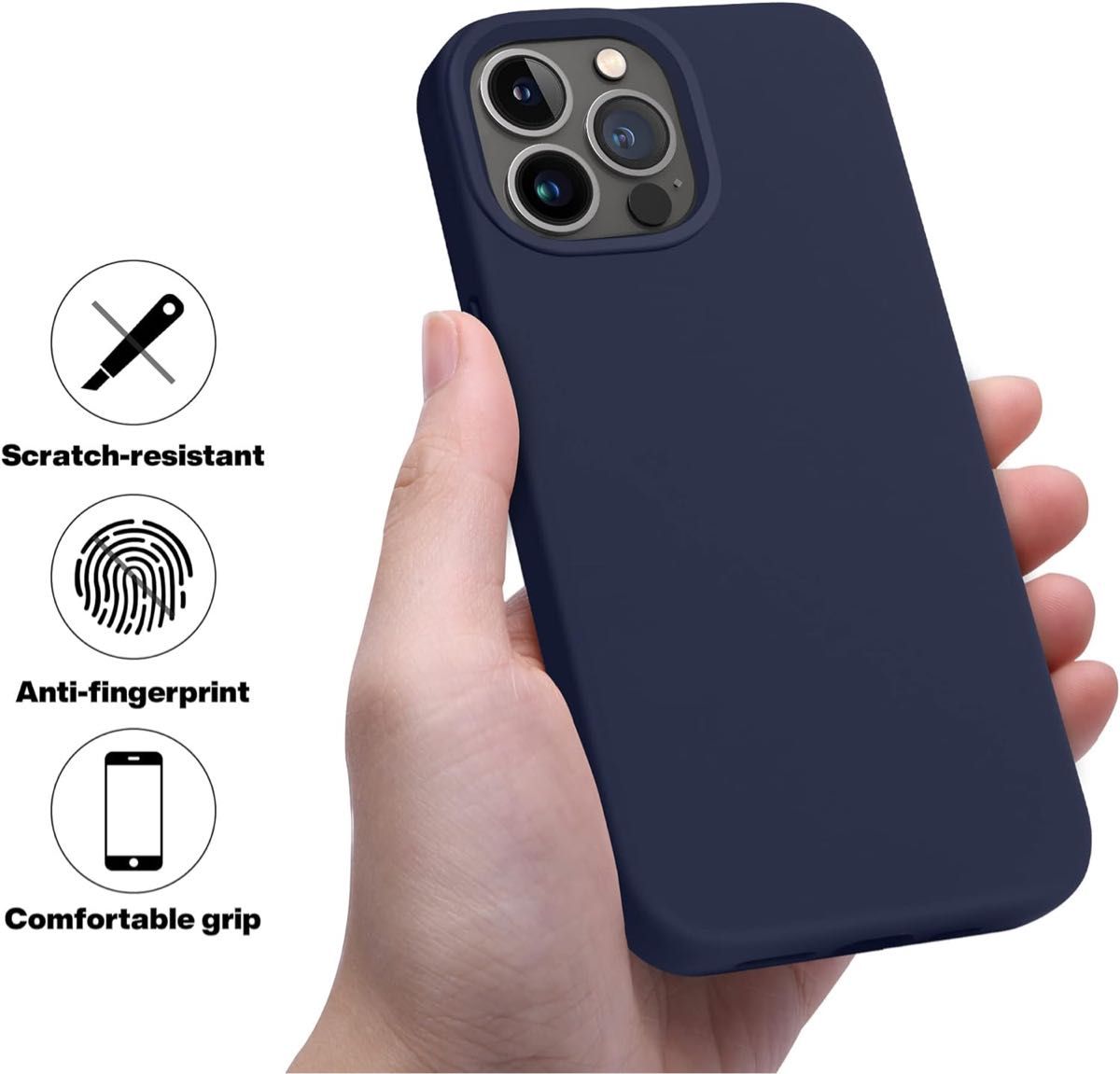 iPhone13Pro ケース スマホケース シリコン スマホカバー 薄型 超軽量 指紋防止 全面保護 耐衝撃 保護 ネイビー
