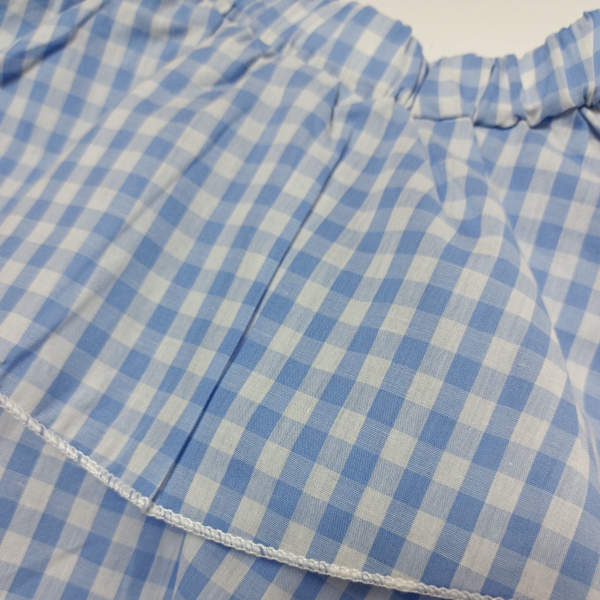 【80サイズ】【未使用】 ベビー 赤ちゃん 女の子 セットアップ 半袖 Tシャツ カットソー スカート ティアード チェック シンプル_画像8