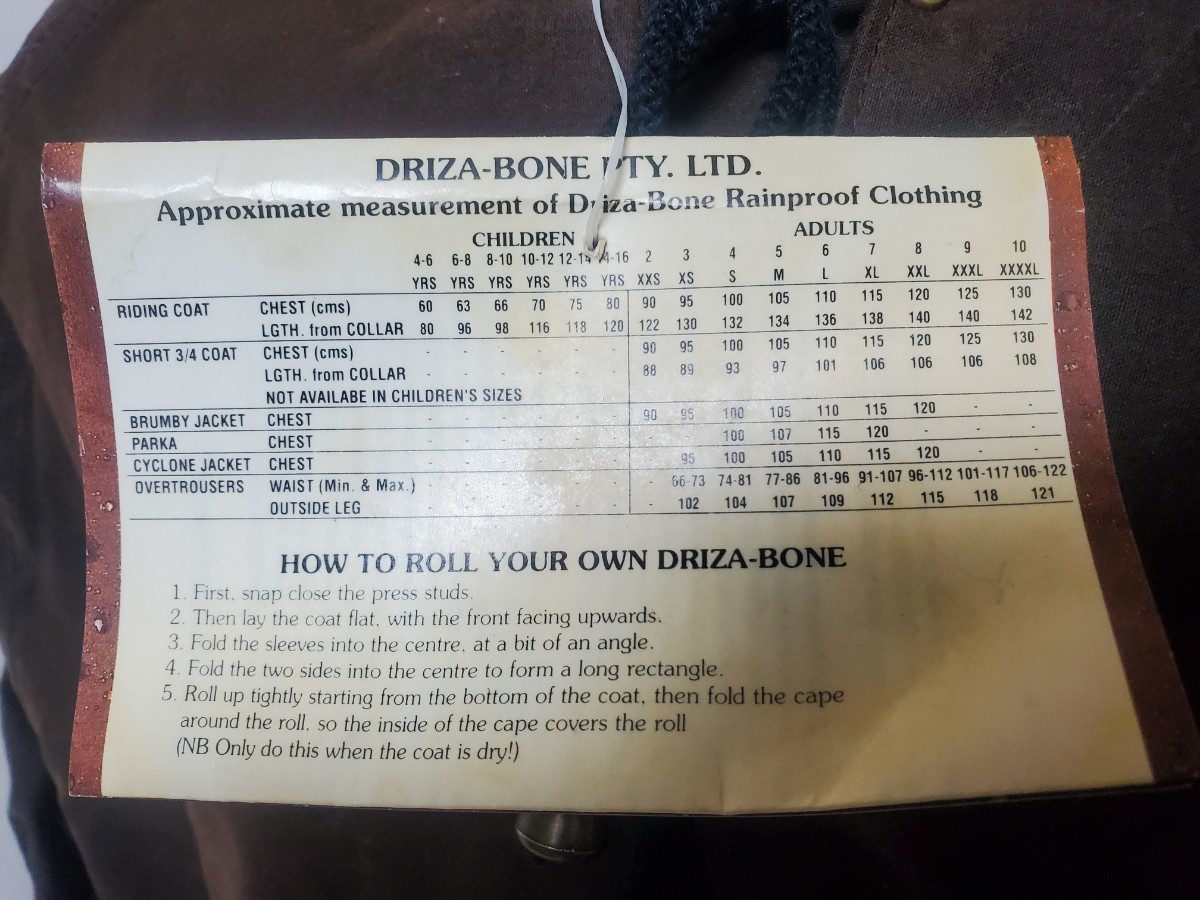 未使用 保管品 オーストラリア製 DRIZA BONE オイルドコットン スモック パーカー ブラウン オイルドジャケット デッドストック★to-05_画像6