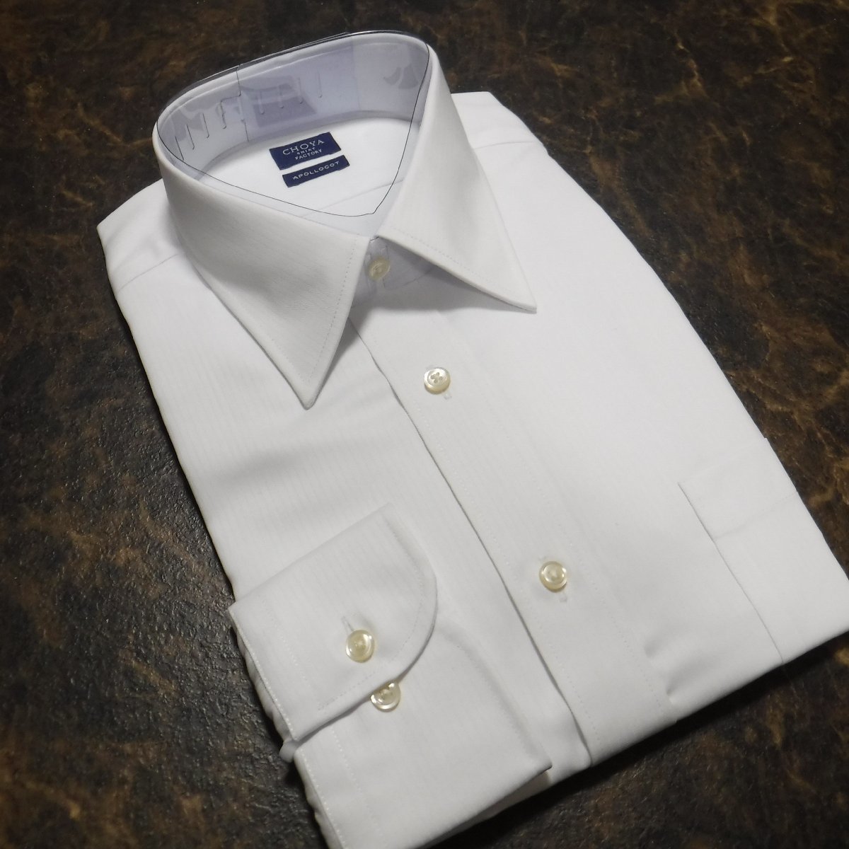 TT195 百貨店モデル CHOYA SHIRT FACTORY 定価9790円 白レギュラーカラー 綿100％形態安定 ドレスシャツ 新品 40-80 L チョーヤワイシャツ_画像2