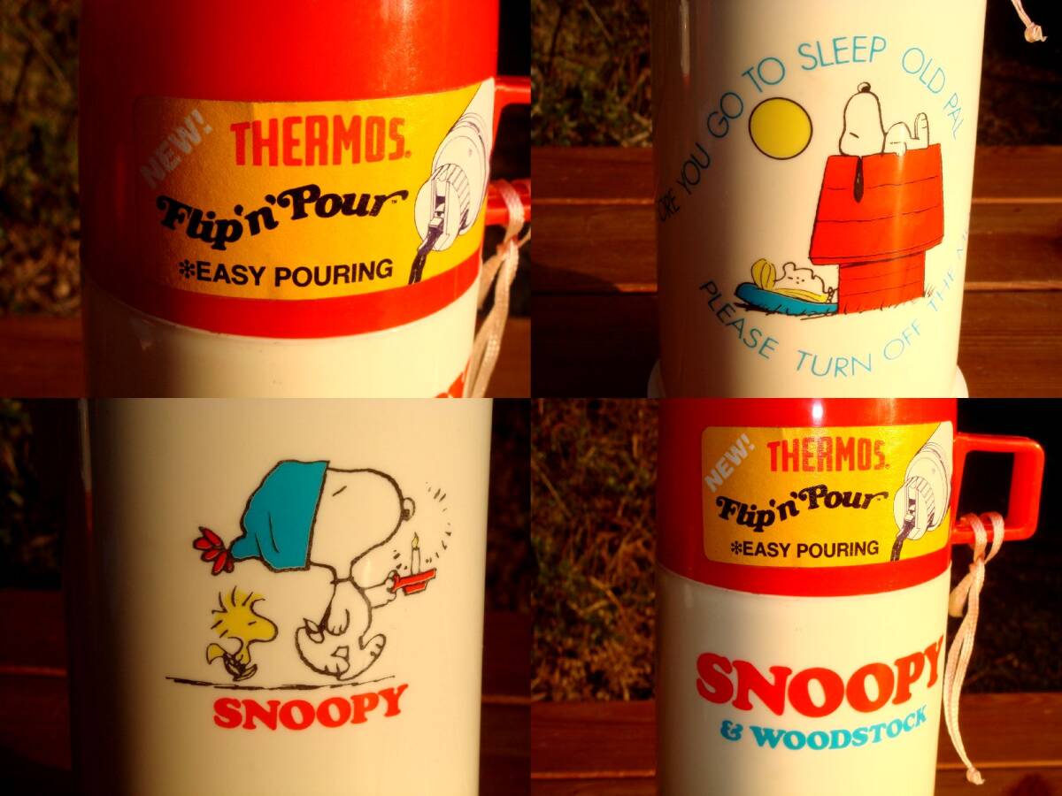 入手困難★デッドストック【THERMOS】お宝サーモス★Snoopy & WoodstockプリントボトルR★稀少Made in U.S.A.♪_稀少★両面プリントモデル♪