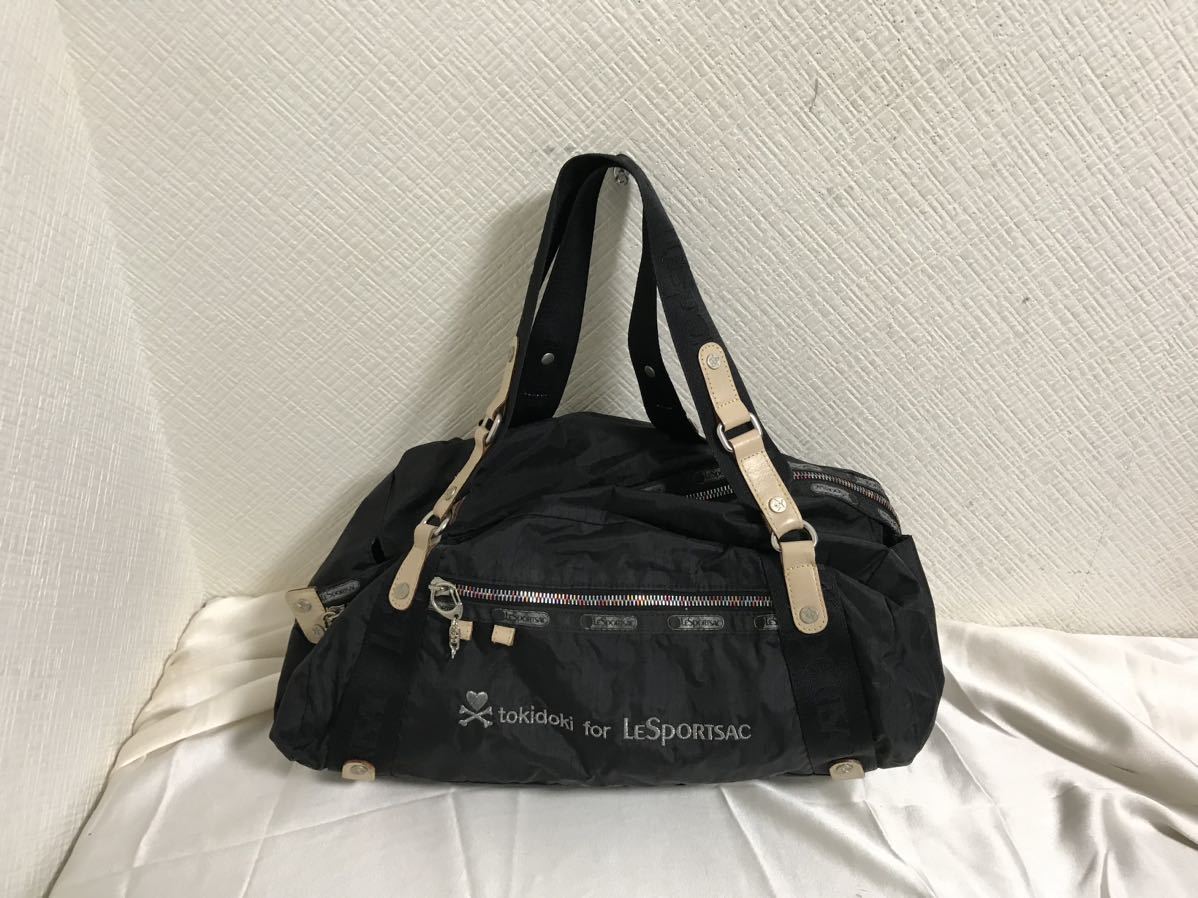 本物レスポートサックLESPORTSAC×トキドキtokidokiナイロントートハンドバッグビジネスミニボストンバックメンズレディース黒ブラック