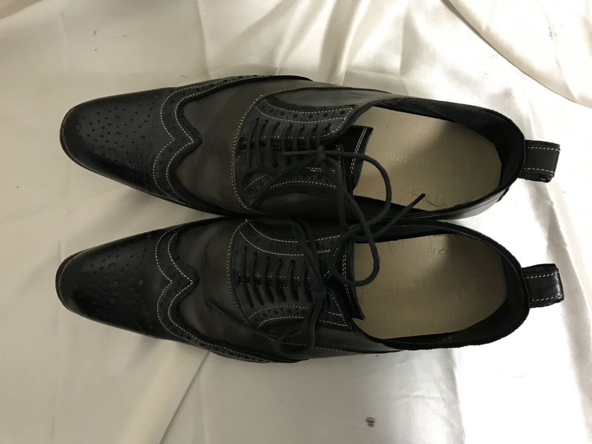  подлинный товар Alfredo Bannister alfredoBANNISTER натуральная кожа обувь бизнес обувь спортивные туфли ботинки мужской 26cm чёрный черный серый 42 сделано в Японии 