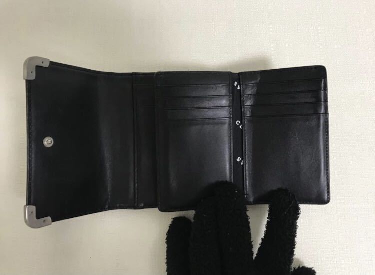 本物クレイサスCLATHAS本革レザーキャンバス二つ折り財布サイフ札入れ黒ブラック柄ビジネス旅行トラベルレディースがま口コインケース