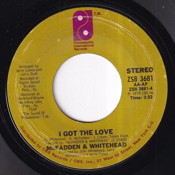 McFadden & Whitehead - Ain't No Stoppin' Us Now / I Got The Love (B) L535_7インチ大量入荷しました。