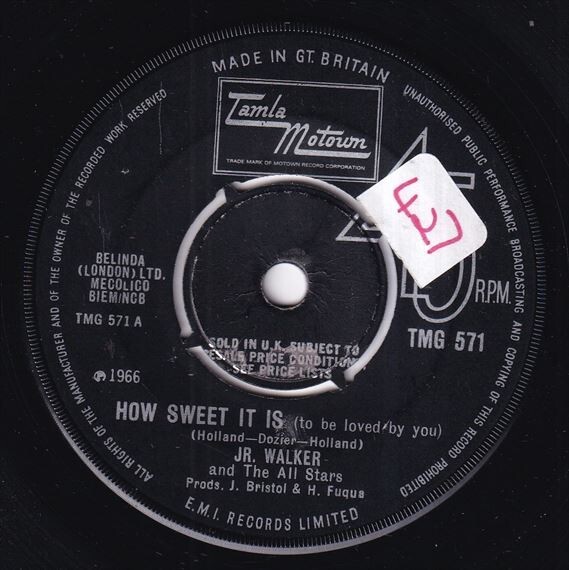 Jr. Walker And The All Stars - How Sweet It Is (To Be Loved By You) / Nothing But Soul (A) L684_7インチ大量入荷しました。