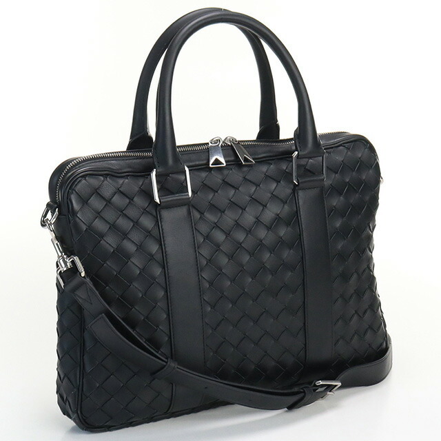 中古 ボッテガヴェネタ ハンドバッグ メンズ ブランド BOTTEGA VENETA イントレチャート2WAYバッグ レザー 690702 ブラック_画像4