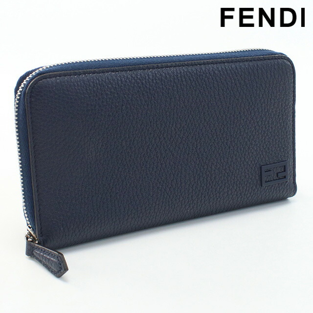 中古 フェンディ 長財布ラウンドファスナー ユニセックス ブランド FENDI ジップアラウンド財布 レザー 7M0210 AGQZ ネイビー_画像1