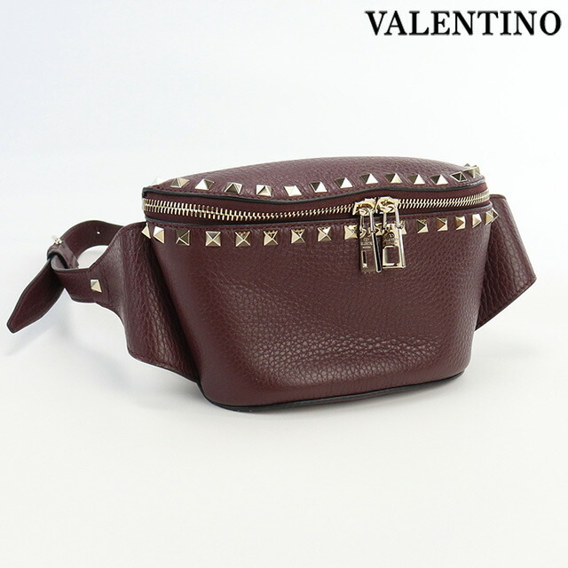 中古 ヴァレンティノ ボディバッグ ユニセックス ブランド VALENTINO ロックスタッズベルトバッグ レザー ＲW2B0D15VSL ブラウン