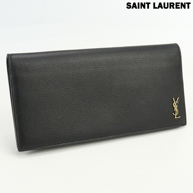 中古 サンローラン 長財布ニ折小銭入付き レディース ブランド SAINT LAURENT タイニーモノグラム 長財布二折 レザー 635542_画像1