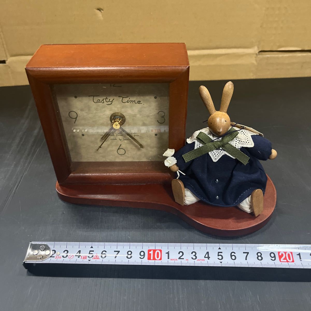 置時計 アナログ うさぎ インテリア 置物 時計 木製の画像1