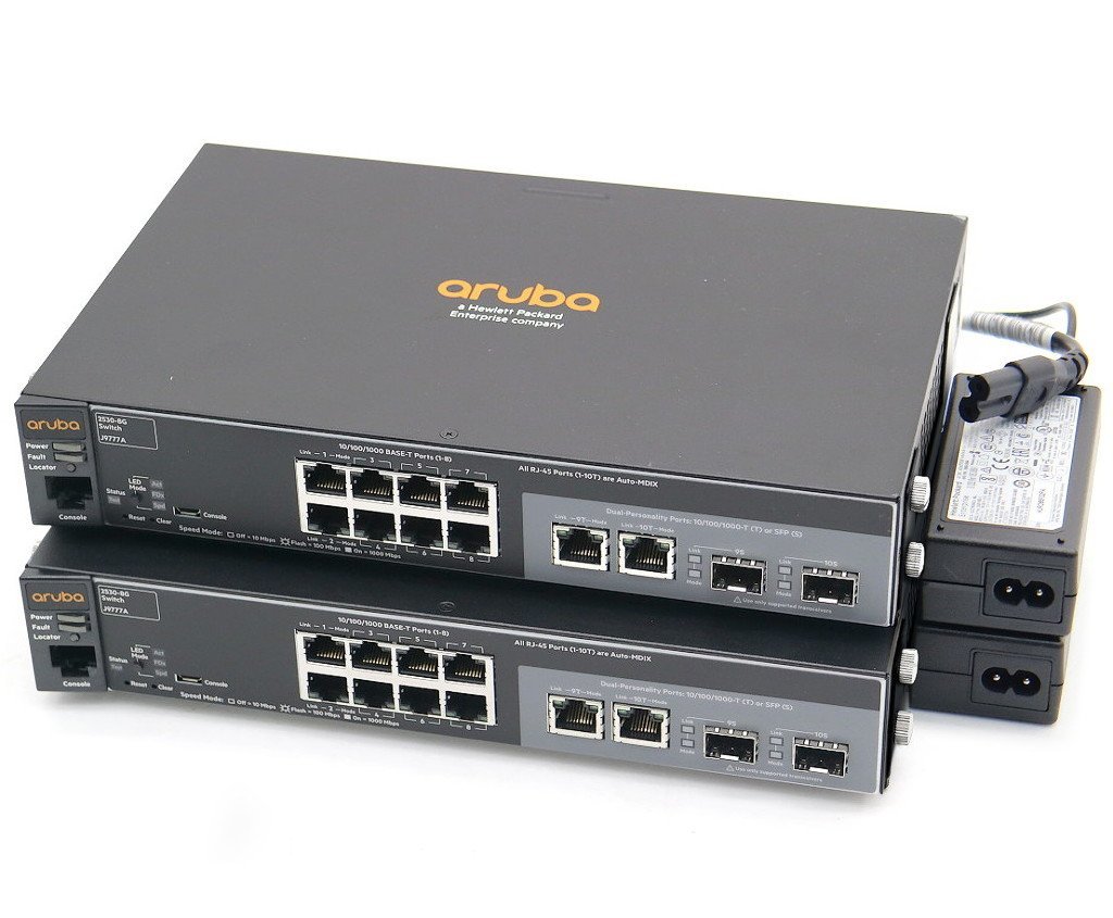 【2台セット】hp Aruba 2530-8G (HP-2530-8G) 10ポート1000BASE-T(うち2ポートSFP共用)搭載 マネージドL2スイッチ 設定初期化済の画像1