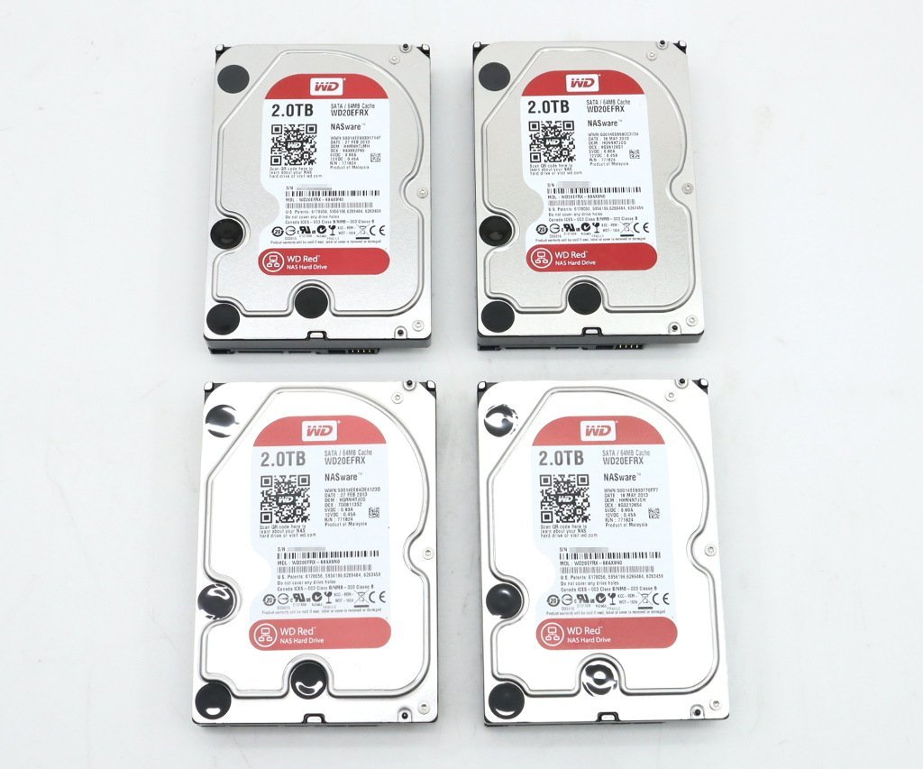 【4本セット】Western Digital WD Red WD20EFRX 2TB 3.5インチ NAS用SATA HDD Crystal Disk Infoにて正常動作確認済み_画像1