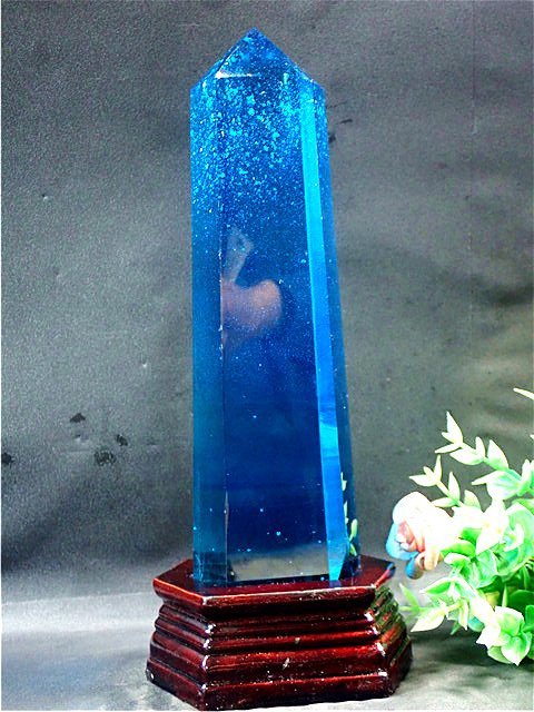 243mm☆超綺麗★雪花オブシディアン六角柱178Z2-94Z12b_画像1