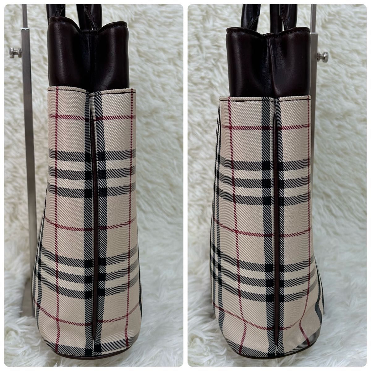 美品♪Burberry バーバリー トートバッグ ノバチェック レザー PVC