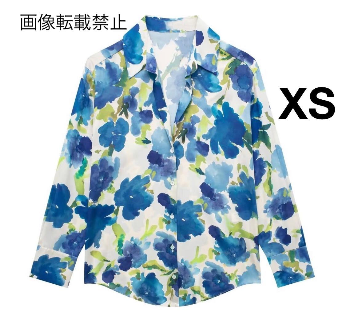 vintage ヴィンテージ レトロ フラワー 花柄 シャツ ブラウス トップス XSサイズ レディース★ZARA 好きな方に★2024 早春新作 新品★_画像1