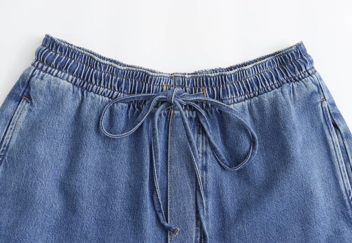 vintage ヴィンテージ レトロ デニム ワイドパンツ ボトムス Mサイズ レディース★ZARA 好きな方に★2024 S/S 早春新作 新品未使用★_画像3