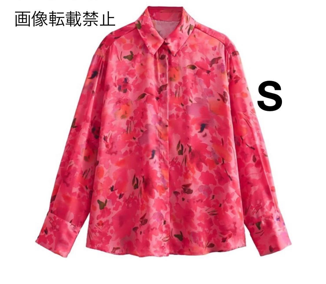 vintage ヴィンテージ レトロ フラワー 花柄 シャツ ブラウス トップス Sサイズ レディース★ZARA 好きな方に★2024 S/S 早春新作 新品★_画像1