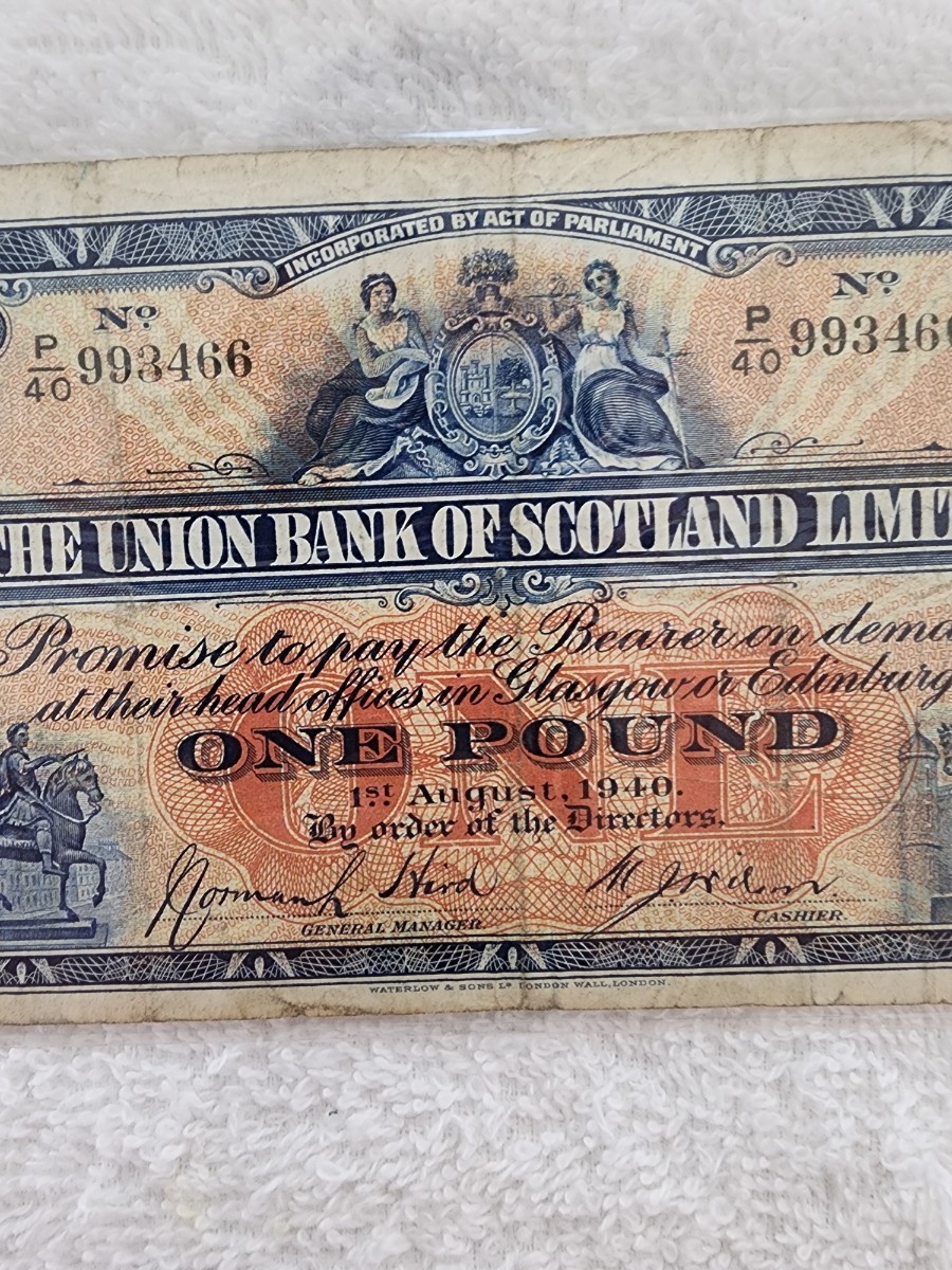 ★希少★　スコットランド　１９４０年　旧紙幣　外国紙幣　world money paper 紙幣_画像3