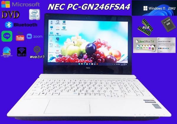 ◆高性能最強 Core i7 NEC PC-GN246FSA4 新品SSD512搭載 メモリ8GB☆Webカメラ/HDMI/Bluetooth/USB3.0/u_9150_画像1