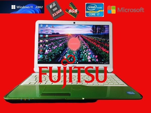 ◆高性能最強 Quad Core i7 FUJITSU LIFEBOOK AH55/G 新品SSD512GB メモリ8GB☆Webカメラ/HDMI/SM/USB3.0/U7076_画像1