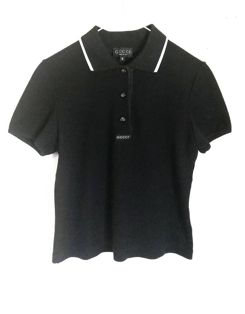 [ beautiful goods ]GUCCI( Gucci ) lady's polo-shirt with short sleeves / regular goods BLACK