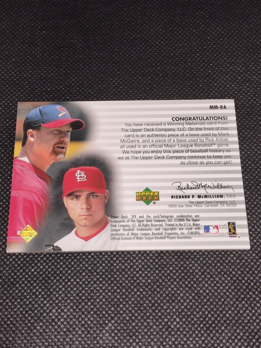 2000 UD SPX WINNING MATERIALS MARK McGWIRE マーク・マグワイア RICK ANKIEL リック・アンキール_画像2