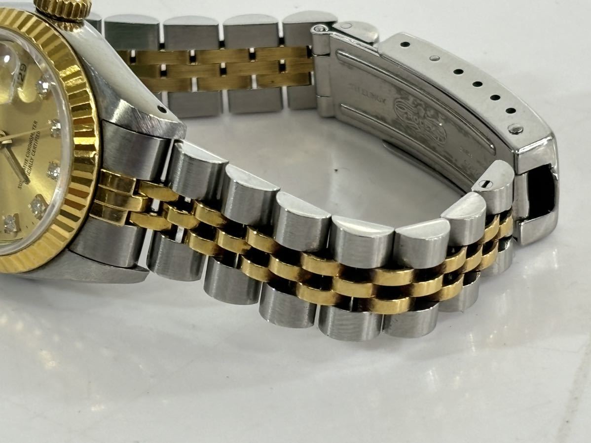 稼働品 Rolex ロレックス　DATE JUST デイトジャスト　自動巻き 腕時計 69173 シルバー　ゴールド　コンビ　10PダイヤOYSTERPERPETUAL L番_画像6