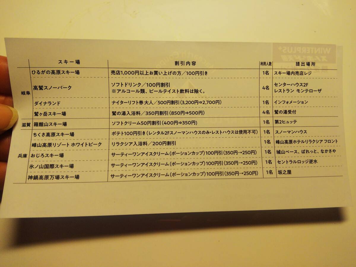 ★鷲ヶ岳スキー場 鷲ヶ岳 わしがたけ リフト1日券 50％off 割引券 2枚 ダイナランド ナイターリフト券 500円割引券 鷲の湯入浴料350円割引_画像4