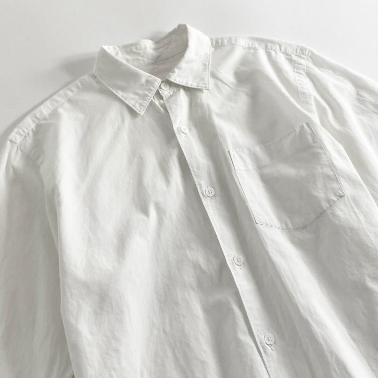 ◯11a21 日本製 COMOLI コモリ ロングスリーブシャツ 長袖シャツ 0 ホワイト ワイシャツ カッターシャツ コットンシャツ 胸ポケット メンズ_画像3