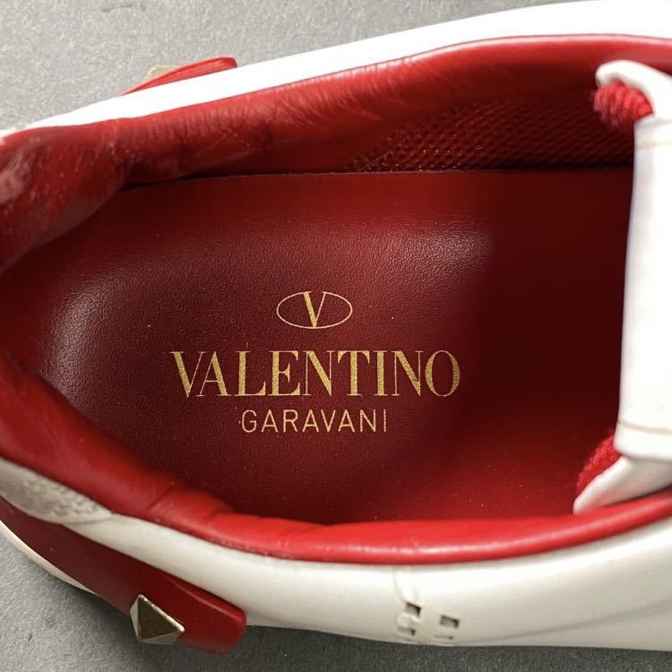 01a22 VALENTINO GARAVANI Valentino galava-ni low cut sneakers shoes studs 38 white punching leather leather 