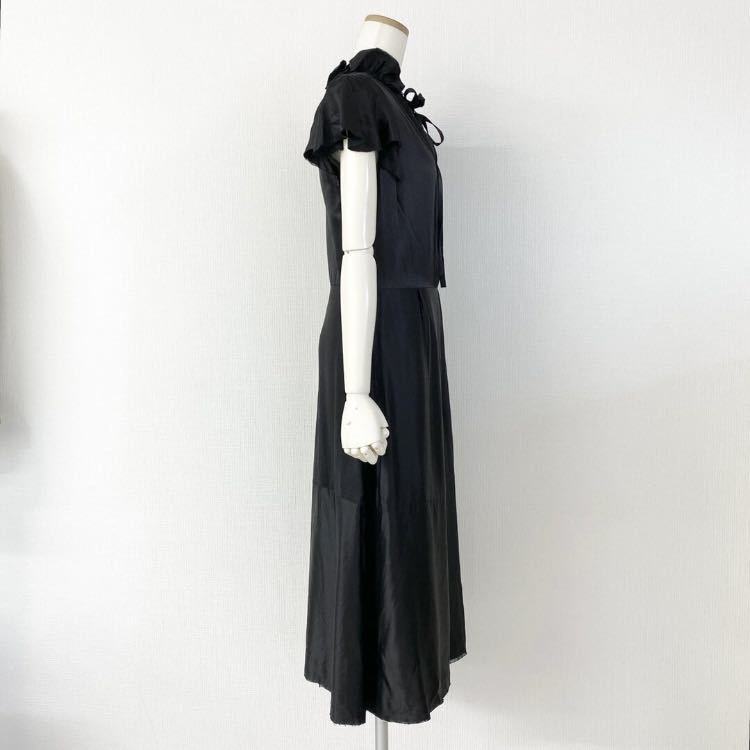 ◯48a30 BALENCIAGA バレンシアガ シルクフリルドレス ワンピース ブラック SILK DRESS パーティ one piece レディース_画像3