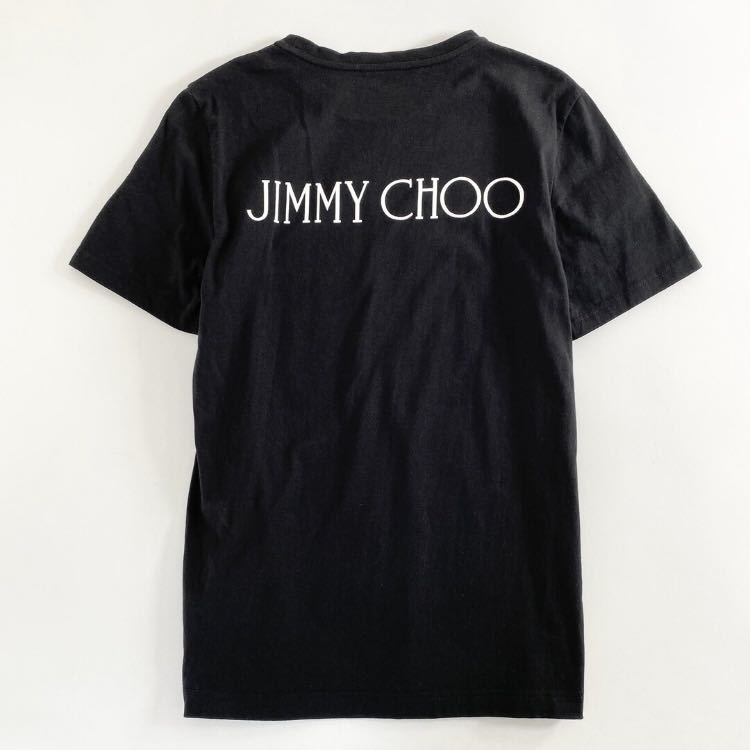 ◯1a31 JIMMY CHOO ジミーチュウ ロゴプリント 半袖Tシャツ M ブラック カットソー Tee イタリア製 春夏 レディース_画像2