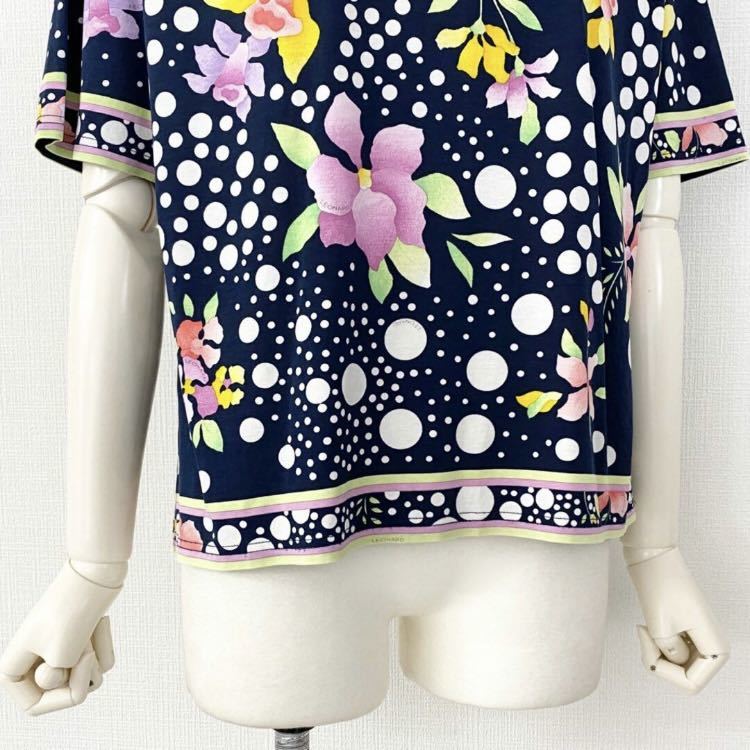 ◯12b5 LEONARD レオナール 美しい花柄プリント 半袖Tシャツ カットソーマルチカラー コットン100％ レディースの画像5
