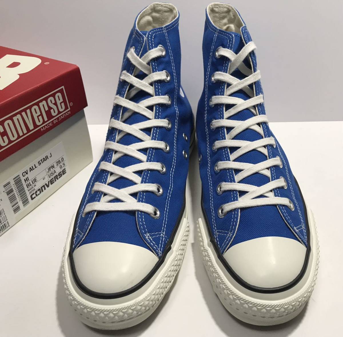 美品!! 定番!! コンバース 日本製 ALL STAR J HI BLUE オールスター ブルー 青 us 9.5 / 28.0cm MADE IN JAPAN 箱付きの画像3