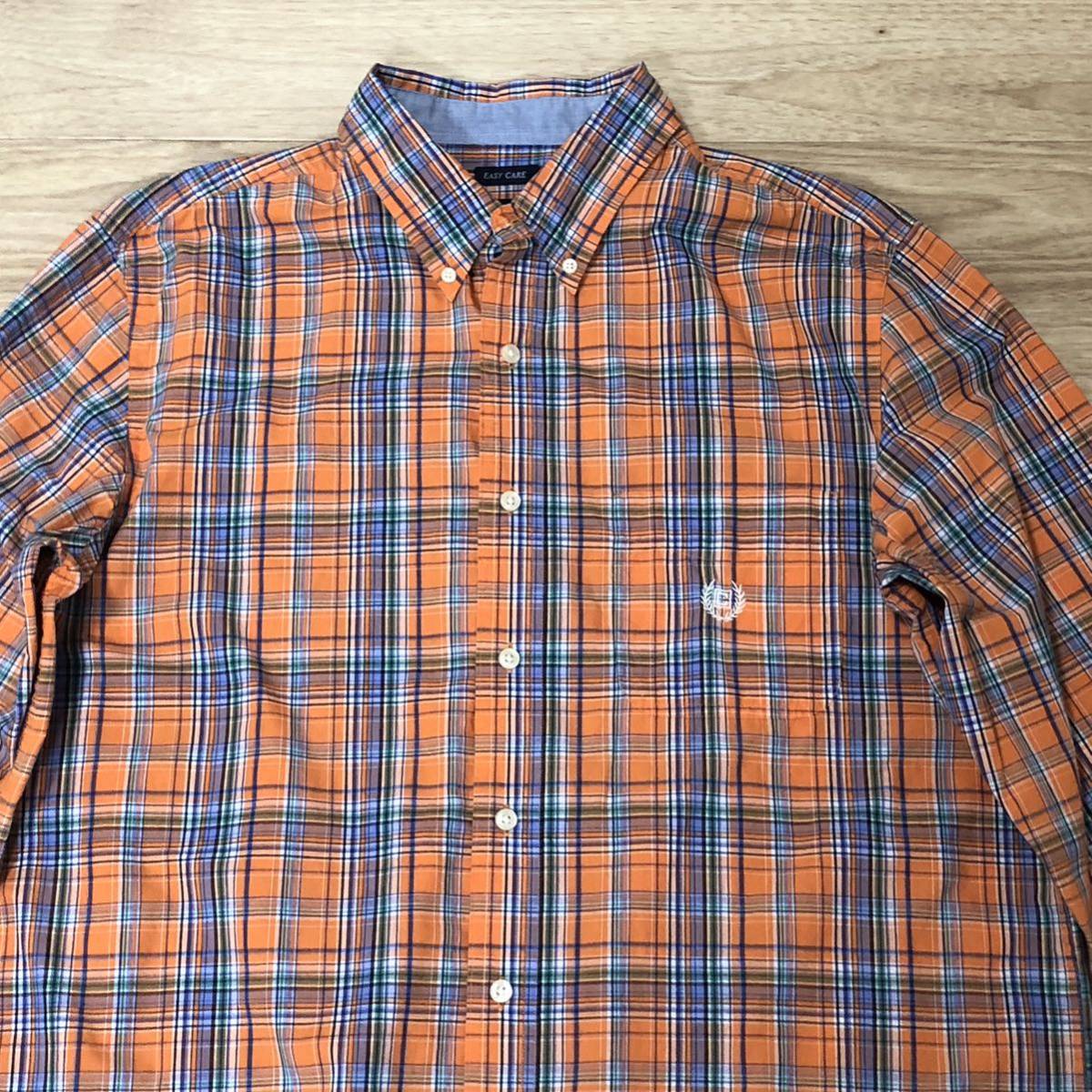 90s CHAPS RALPH LAUREN長袖シャツ オレンジ青緑チェック柄 90s CHAPS RALPH LAUREN長袖シャツ オレンジ青緑チェック柄