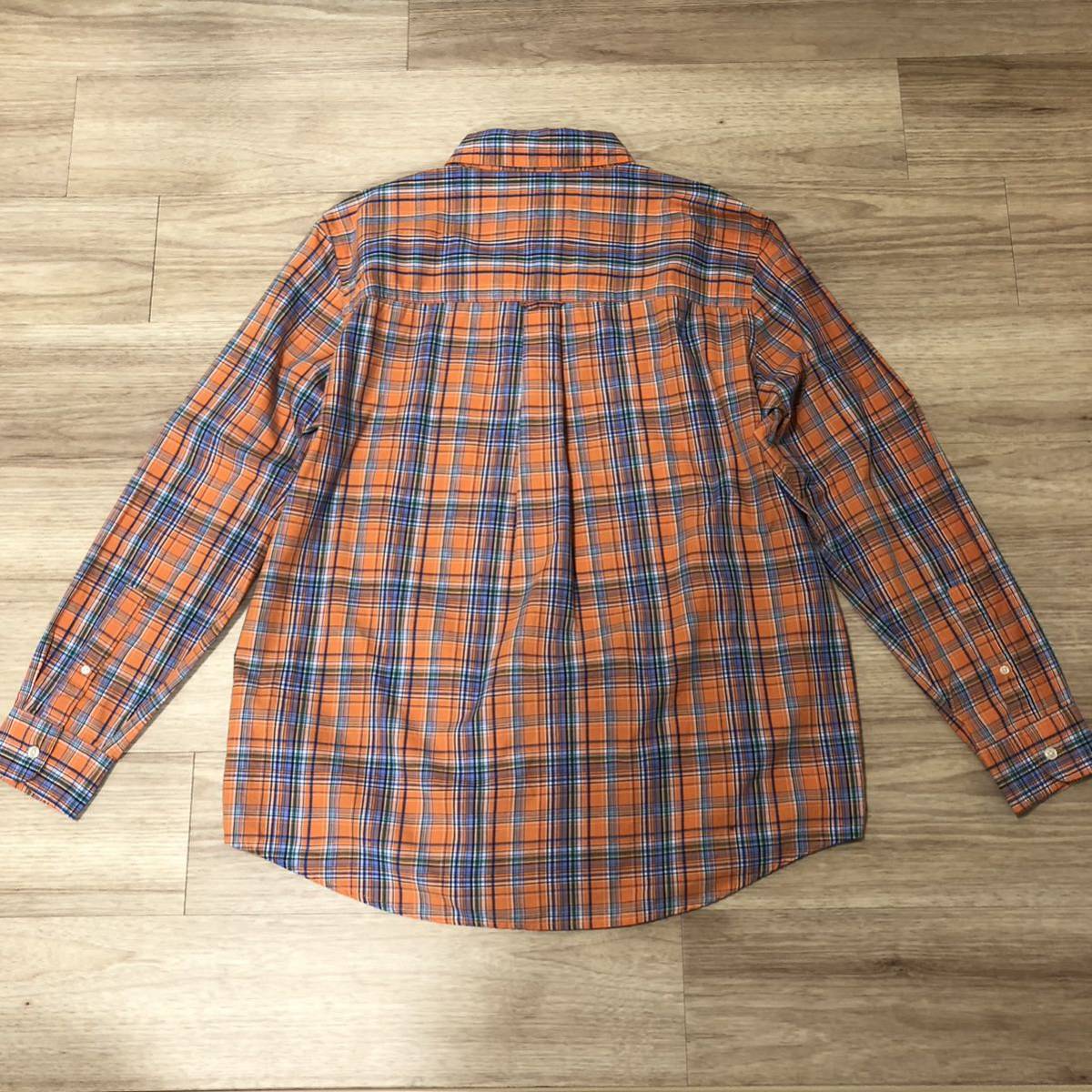 90s CHAPS RALPH LAUREN長袖シャツ オレンジ青緑チェック柄 90s CHAPS RALPH LAUREN長袖シャツ オレンジ青緑チェック柄