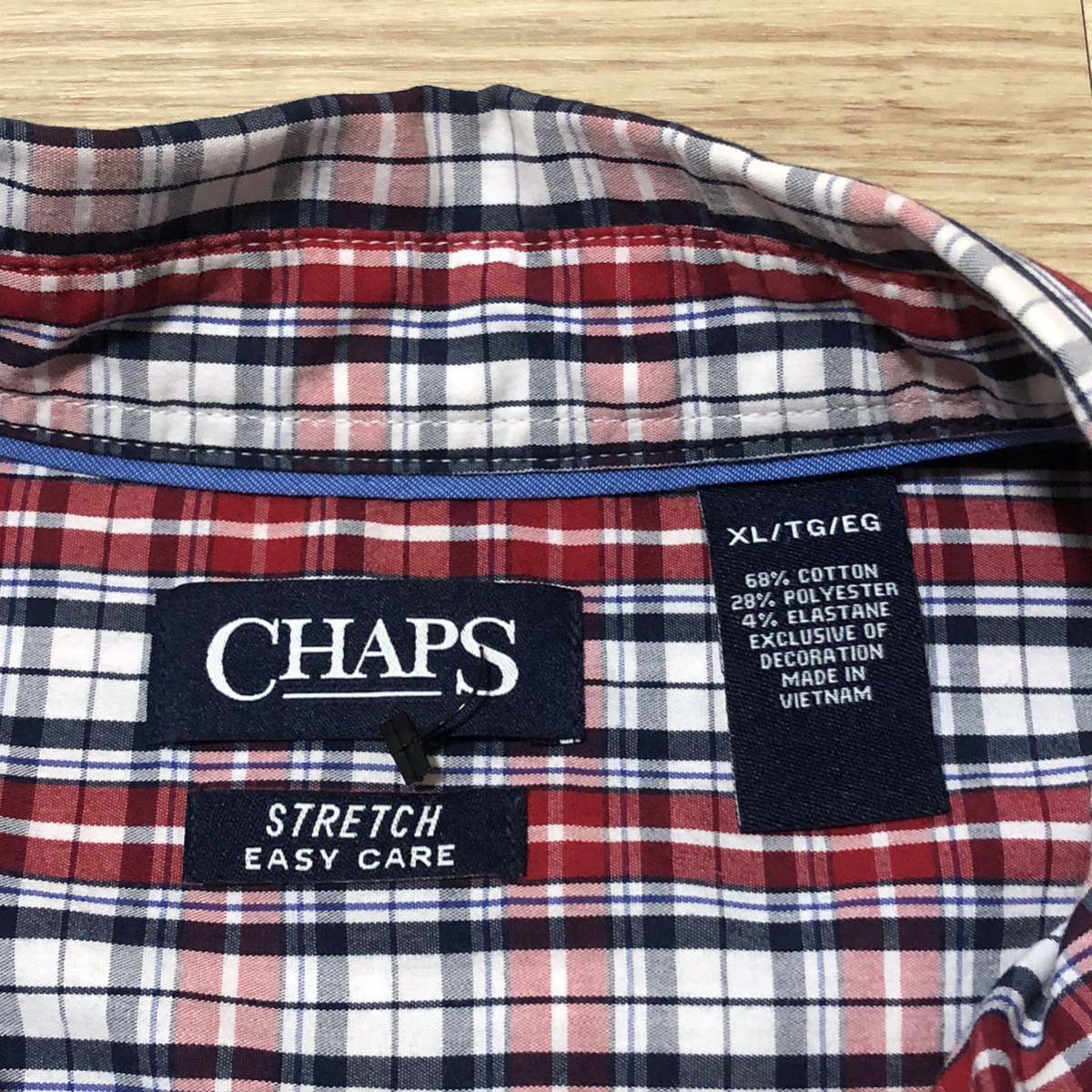 【送料無料】CHAPS RALPH LAUREN 長袖シャツ 白ネイビー赤チェック柄　メンズずXLサイズ　チャップスラルフローレン