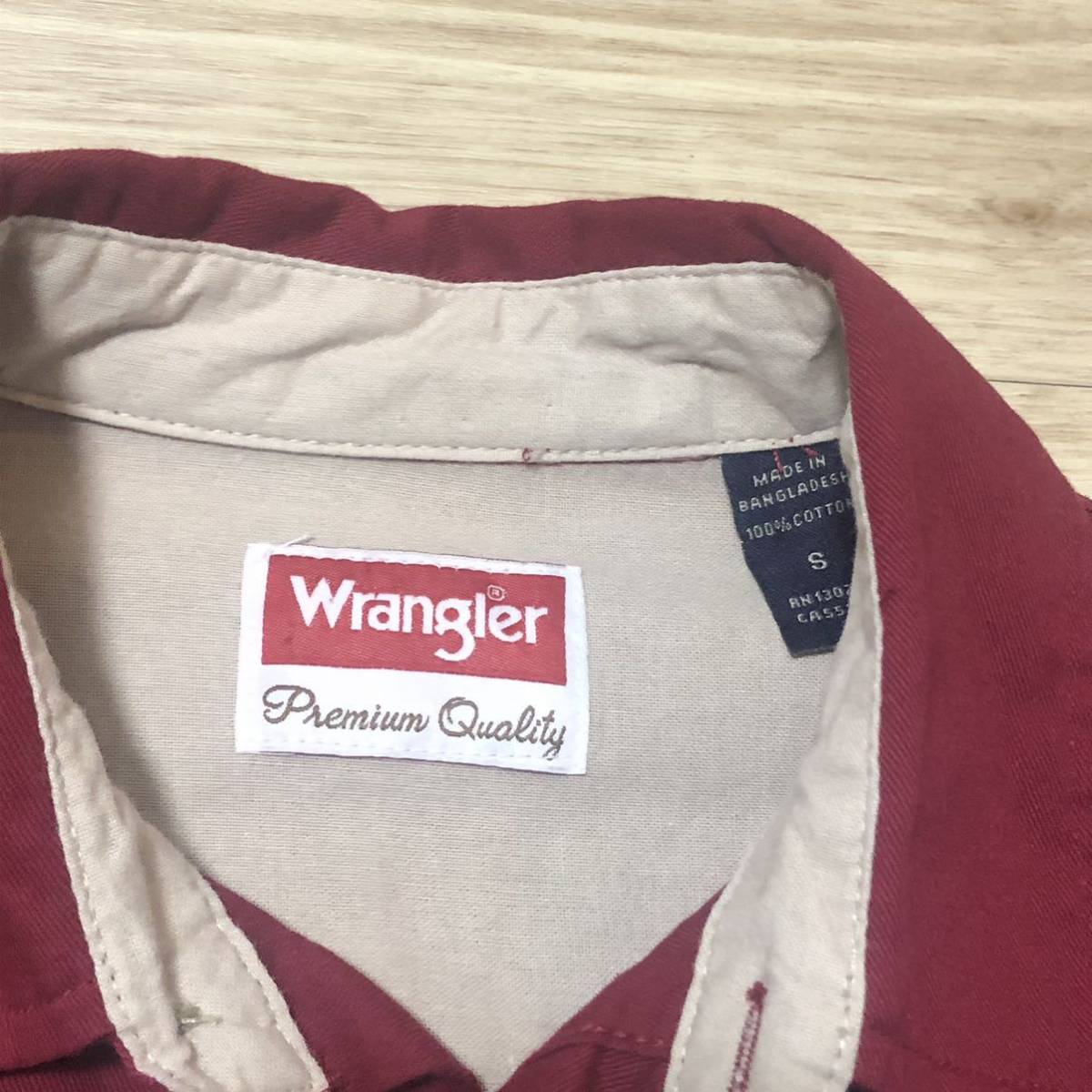 【送料無料】Wrangler コットン長袖シャツ　赤ワインレッド　メンズSサイズ　ラングラーワークシャツ_画像5