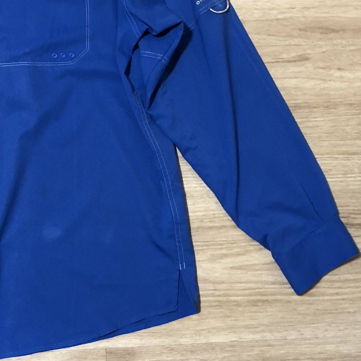 【送料無料】Columbia PFG長袖シャツ 青　メンズLサイズ相当　コロンビアフィッシングシャツアウトドア登山紺